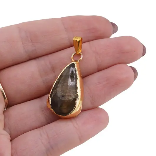 Pandantiv Labradorit picatura cu montura aurie 25mm, imagine 3