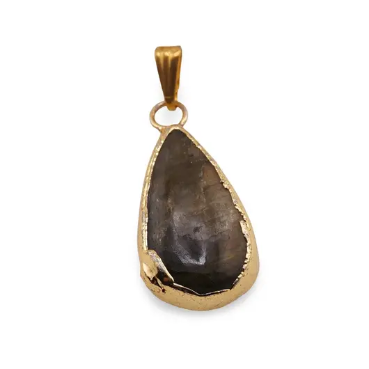 Pandantiv Labradorit picatura cu montura aurie 25mm