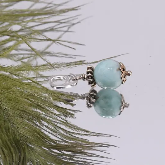 Pandantiv Larimar sfera 8mm si argint 925, imagine 2