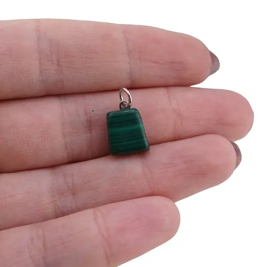 Pandantiv Malachit natural neuniform si argint 925, imagine 3