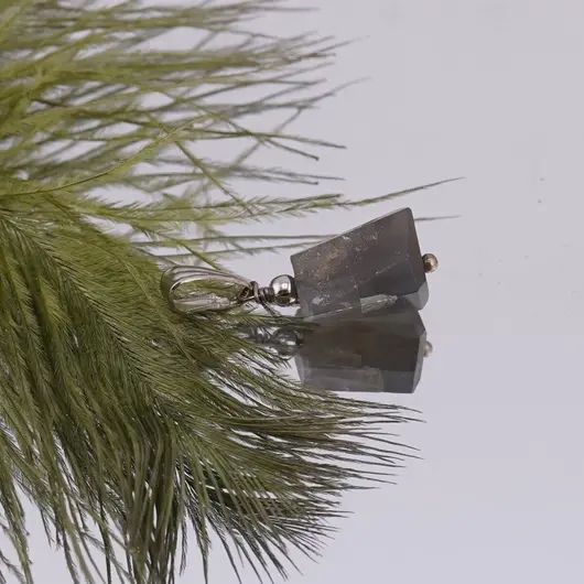 Pandantiv Piatra lunii gri fatetata 12mm, imagine 2