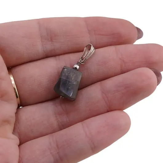 Pandantiv Piatra lunii gri fatetata 12mm, imagine 3