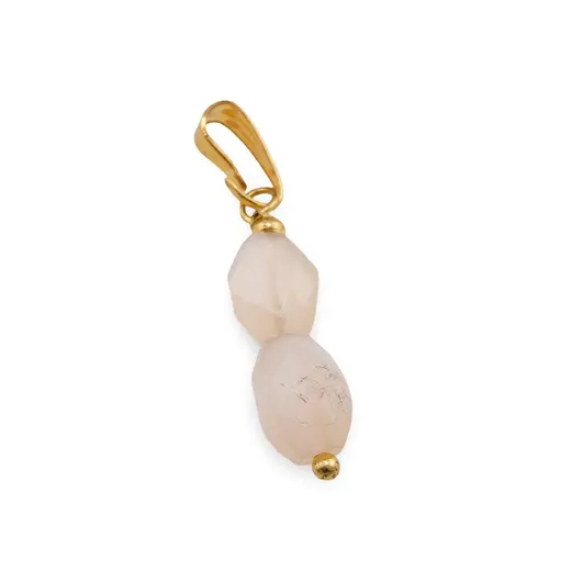 Pandantiv Piatra lunii piersica oval fatetat 8-9mm