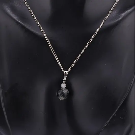 Pandantiv Piatra lunii turmalinata sfere 10mm si 4mm, imagine 2