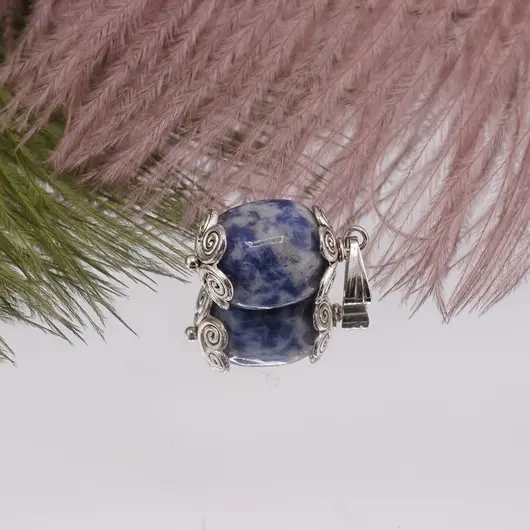 Pandantiv Sodalit dreptunghiular sfeluit cu elemente florale 17mm, imagine 2