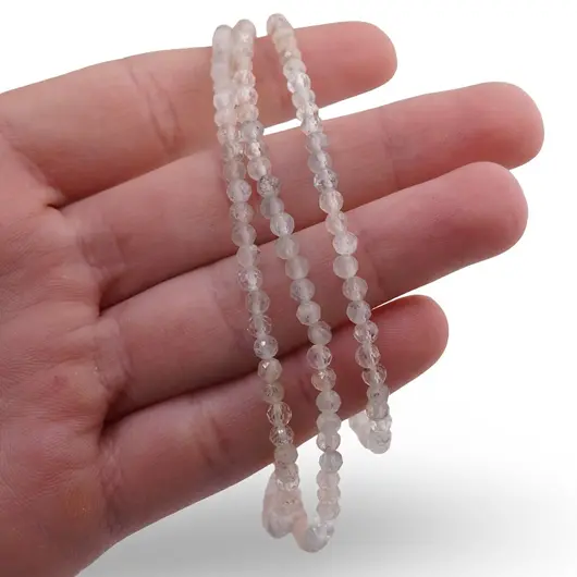 Set bratara si colier Acvamarin si Cuart Tangerin sfere fatetate, 4mm, imagine 3