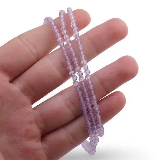 Set bratara si colier Ametist lavanda sfere fatetate, 3mm, imagine 3
