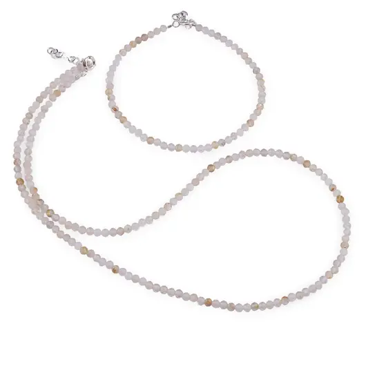 Set bratara si colier Citrin rutilat sfere fatetate, 3mm