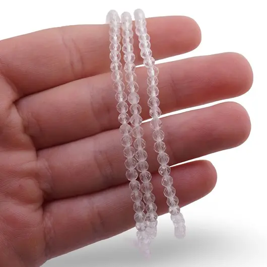 Set bratara si colier Cristal de stanca sfere fatetate, 3mm, imagine 3