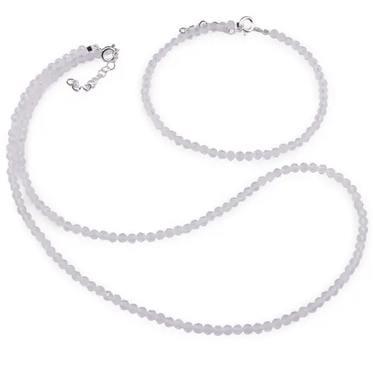 Set bratara si colier Cristal de stanca sfere fatetate, 3mm