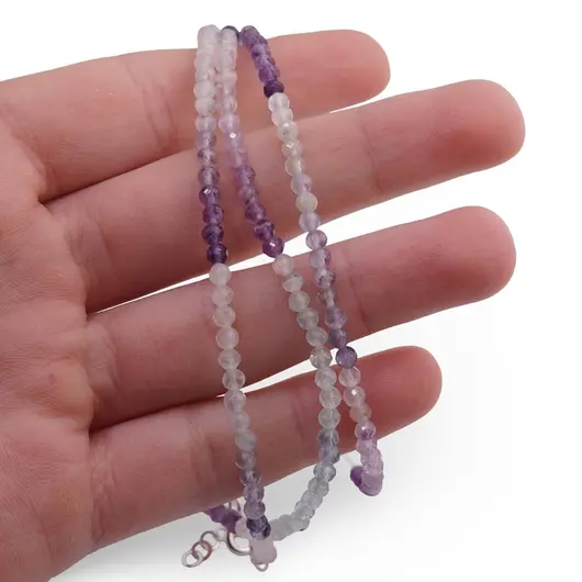 Set bratara si colier Fluorit degrade sfere fatetate, 3mm, imagine 3