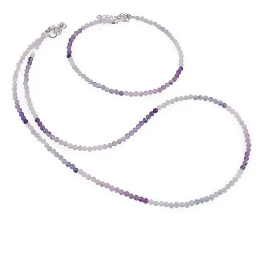 Set bratara si colier Fluorit degrade sfere fatetate, 3mm