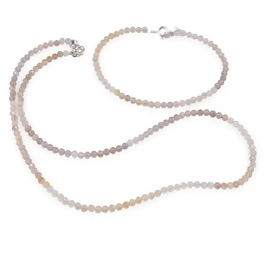 Set bratara si colier Fluorit galben degrade sfere fatetate, 3mm