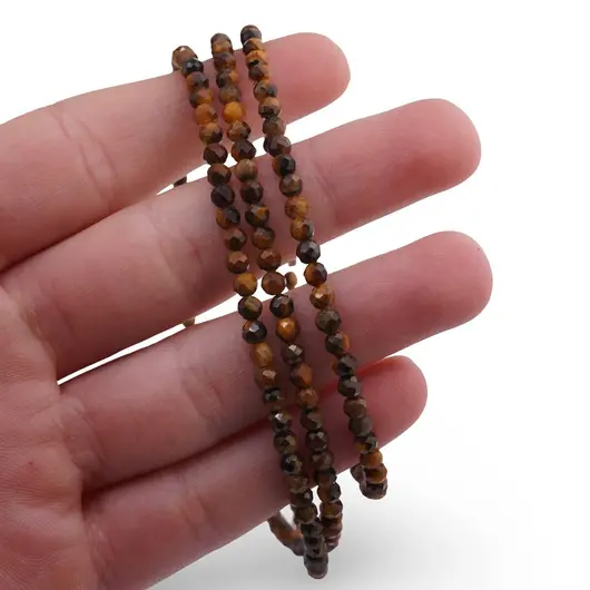 Set bratara si colier Ochi de tigru sfere fatetate 3,5mm, imagine 3