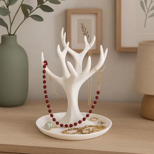 Suport pentru bijuterii din PLA premium, copac cu ramuri - alb, imagine 4