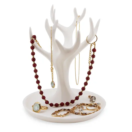 Suport pentru bijuterii din PLA premium, copac cu ramuri - alb