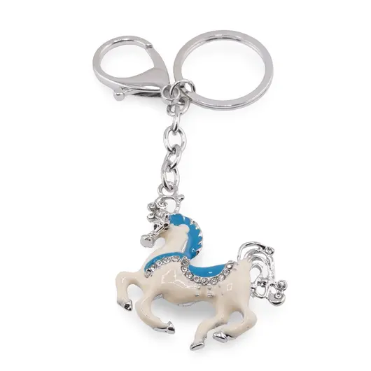 Amuleta breloc Feng Shui din metal Cal cu sa albastra, 2026