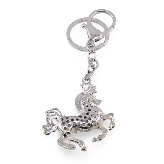 Amuleta breloc Feng Shui din metal Cal cu sa roz, 2026, imagine 2