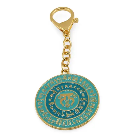 Amuleta breloc feng shui din metal cu 28 de Silabe protectoare Hum, 2026, imagine 2