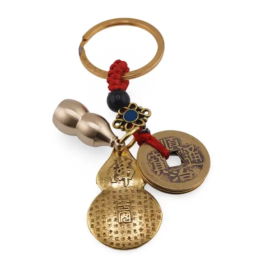 Amuleta breloc feng shui premium din metal cu Wu Lou si Buddha Medicine, 2026, imagine 2