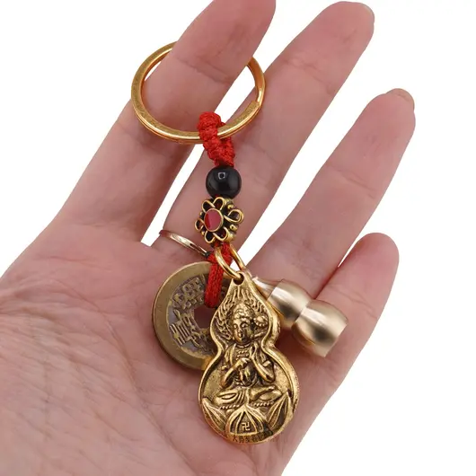 Amuleta breloc feng shui premium din metal cu Wu Lou si Buddha Medicine, 2026, imagine 3