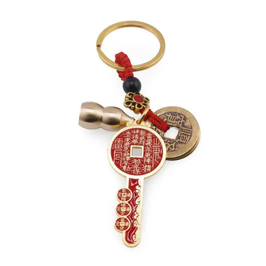 Amuleta breloc feng shui premium din metal cu Wu Lou si Cheie succesului, 2026