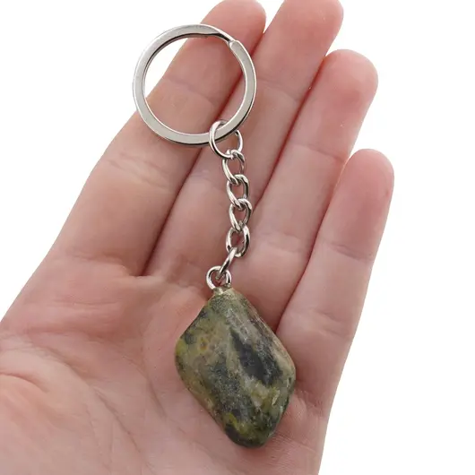 Breloc Jad serpentin piatra rulata 25mm, imagine 3