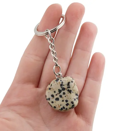 Breloc Jasp Dalmatian piatra rulata 25mm, imagine 3
