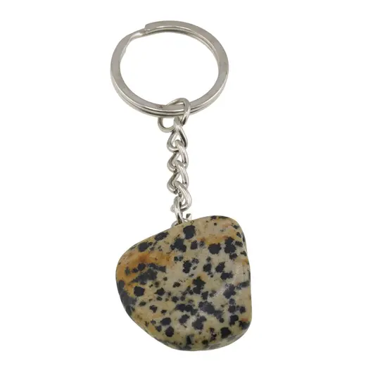 Breloc Jasp Dalmatian piatra rulata 25mm