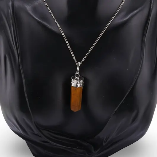 Pandantiv cu varf si montura argintie Jasp breciat maro, imagine 2