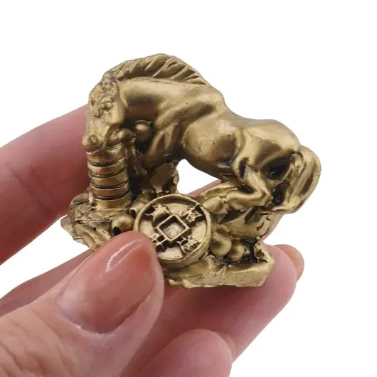 Set 6 statuete Feng Shui din rasina Cai pe monede, 3-4cm, imagine 7