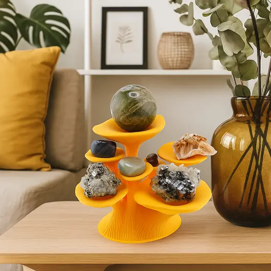 Suport pentru cristale din PLA premium, ciuperca - galben, imagine 4