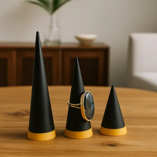 Suport pentru inele din PLA premium, set 3 bucati - negru, galben, imagine 2