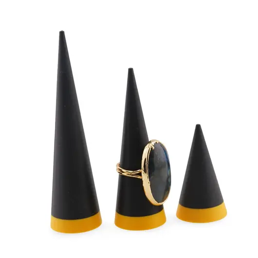 Suport pentru inele din PLA premium, set 3 bucati - negru, galben