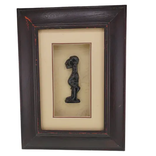 Tablou cu rama din lemn silueta africana din profil, 36cm x 27cm