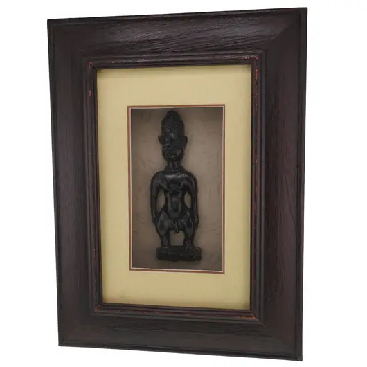 Tablou cu rama din lemn silueta africana razboinic, 36cm x 27cm