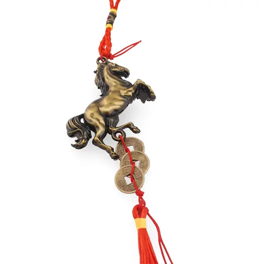 Amuleta Feng Shui canaf din rasina cu Cal si monede chinezesti, 2026, imagine 2