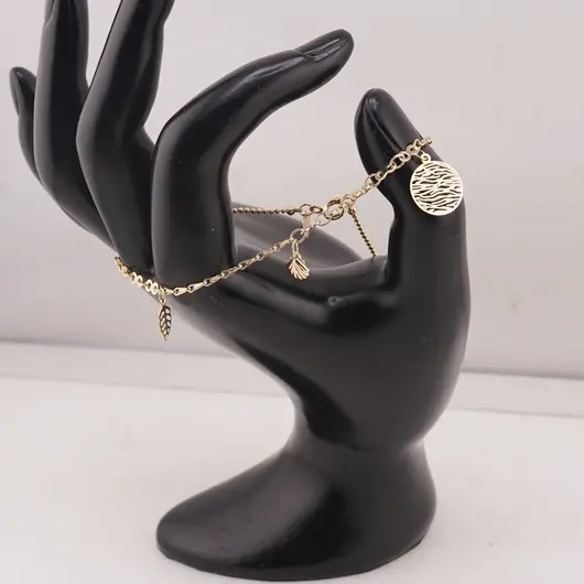 Bratara Cupru placat cu Aur galben 14k, model mix cu charmuri, imagine 2