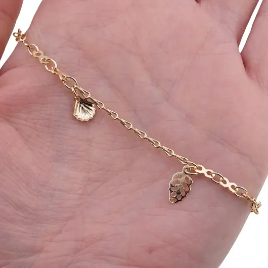 Bratara Cupru placat cu Aur galben 14k, model mix cu charmuri, imagine 3