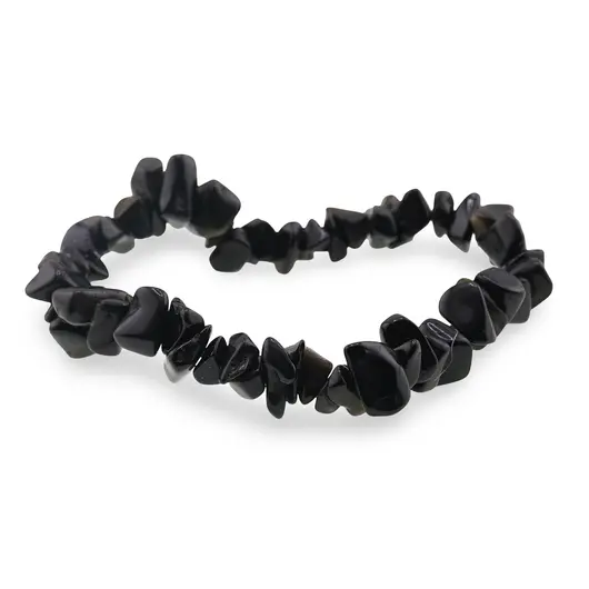 Bratara pe elastic cu pietre chips Obsidian auriu, imagine 2