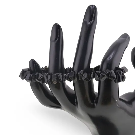 Bratara pe elastic cu pietre chips Obsidian auriu, imagine 3