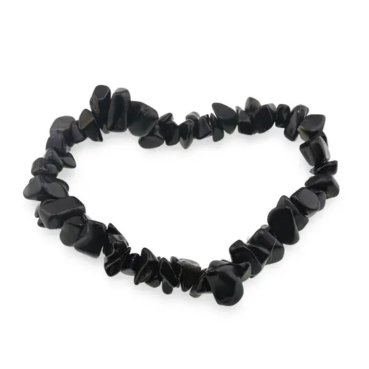 Bratara pe elastic cu pietre chips Obsidian auriu