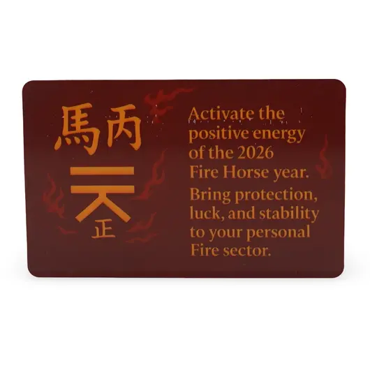 Card feng shui din plastic Calul de foc, amuleta pentru protectie, noroc si  stabilitate, 2026, imagine 2