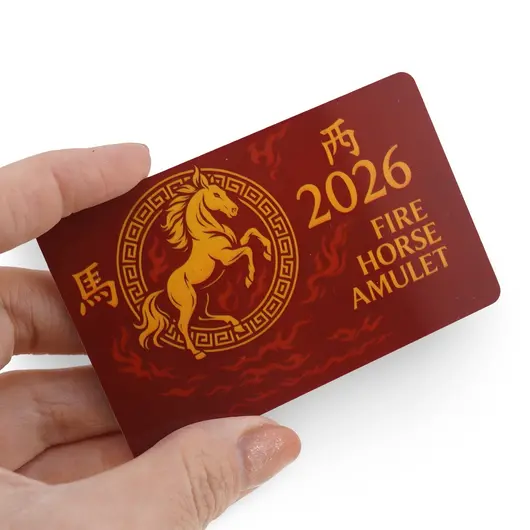 Card feng shui din plastic Calul de foc, amuleta pentru protectie, noroc si  stabilitate, 2026, imagine 3