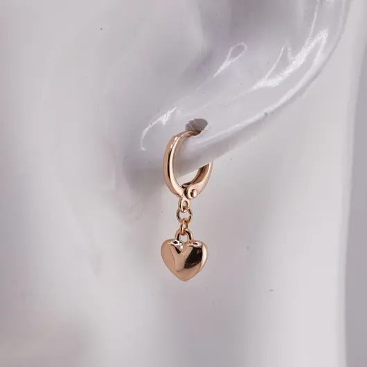 Cercei Cupru placat cu Aur rose 14k, cu inimioare mici, imagine 2