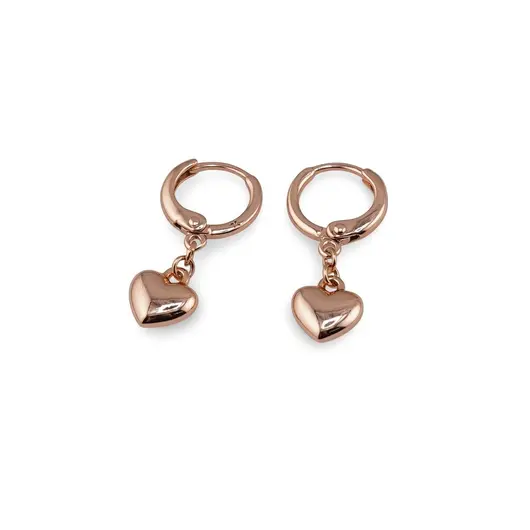 Cercei Cupru placat cu Aur rose 14k, cu inimioare mici