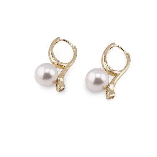 Cercei Cupru placat cu Aur rose 14k, model elegance cu Perla