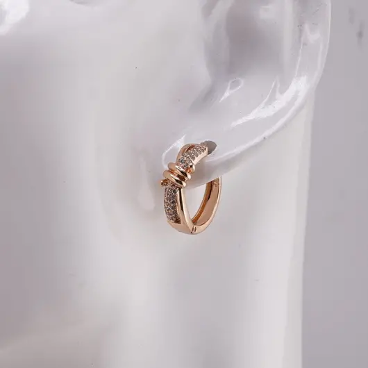 Cercei Cupru placat cu Aur rose 14k, model sarma ghimpata, imagine 2