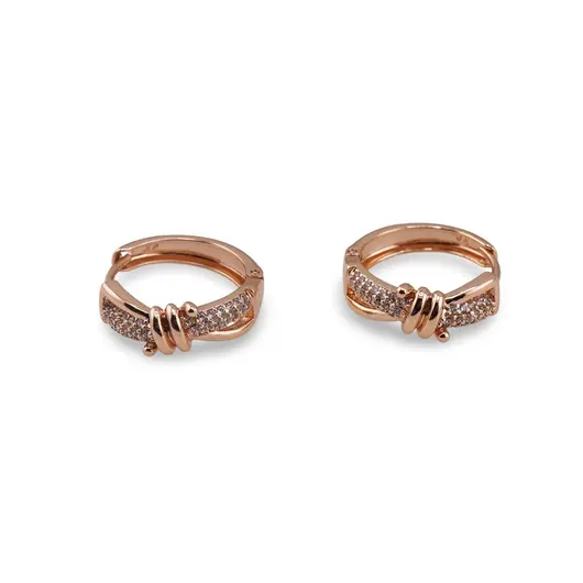 Cercei Cupru placat cu Aur rose 14k, model sarma ghimpata