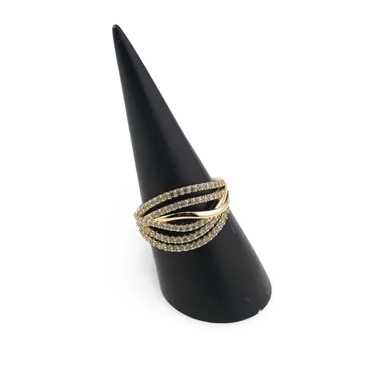 Inel Cupru placat cu Aur galben 14k, model impletit cu zirconii, imagine 2